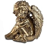 formano Engel sitzend 24 x 24 cm Kunststein Dekoration Figur antik-Gold