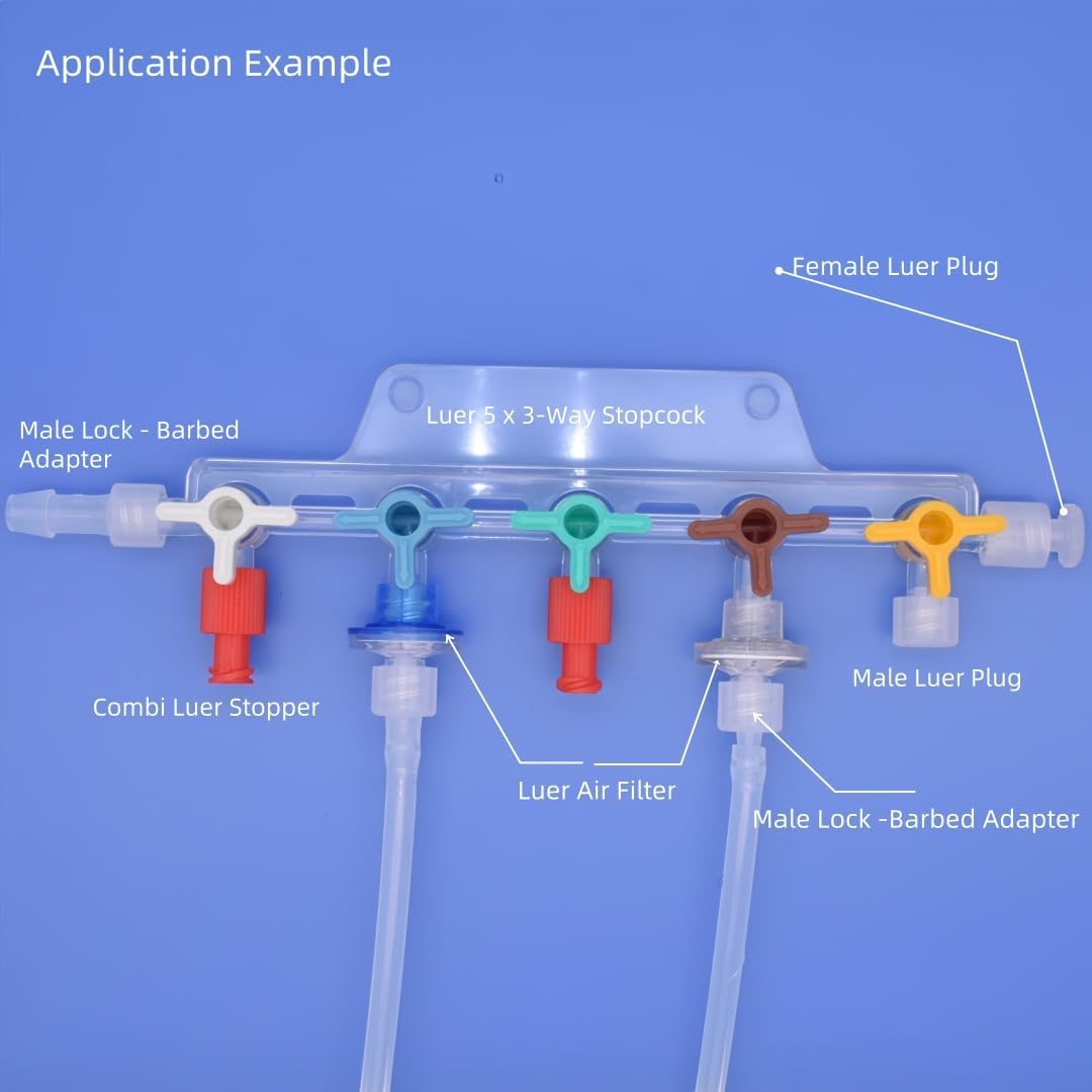 Hynec 25pcs Male Luer Lock Tubing Adapter Cap for Secure Twist-Lock Connection - Food-grade, Chemical-resistant Polypropylene for Laboratory and Scientific Use