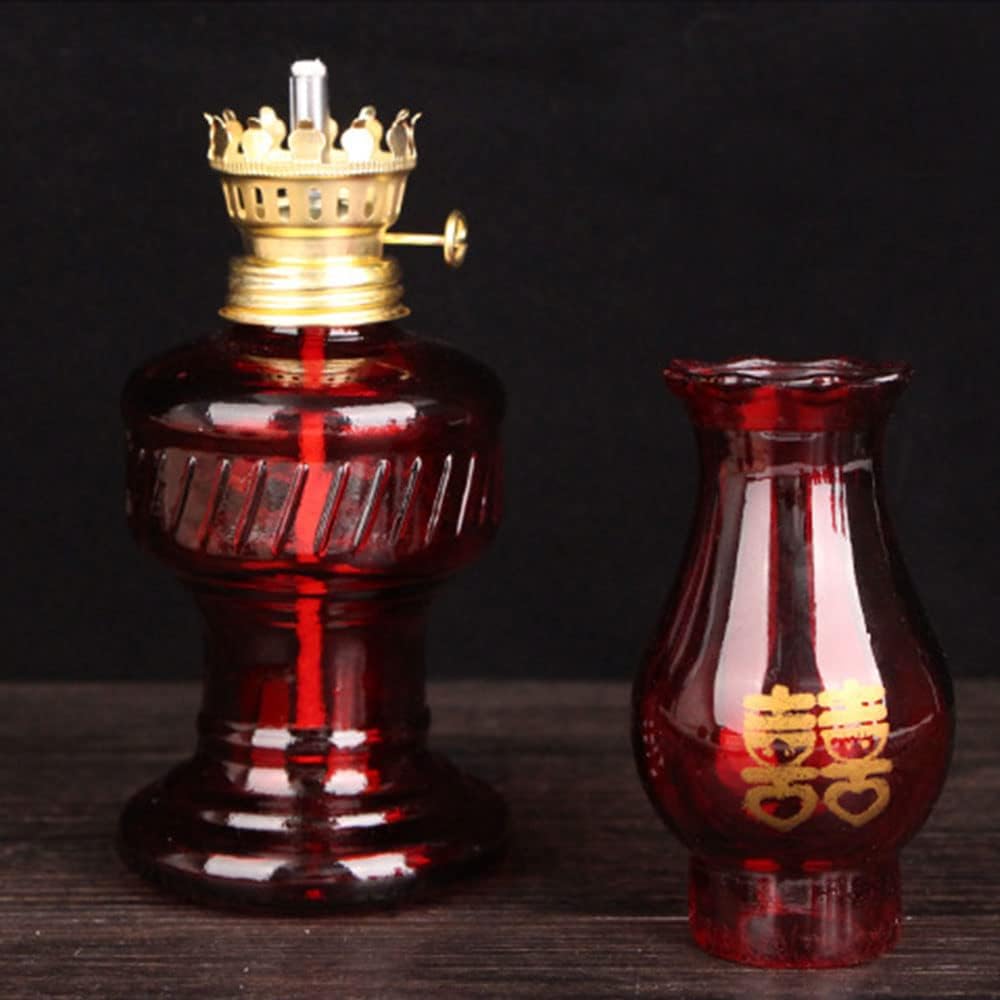 Home Lighting Oil Lamps for Indoor Use Indoor Wicks Oil Lantern Wind-Proof Clear Hurricane Glass Nostalgia Decoration Crafts Oil Lamp Adjustable Switch Kerosene Lamp