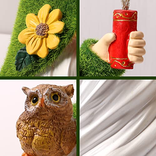 Roundot Garden Gnome Statue - Resin Gnome Figurine Holding With Little Owl And Solar Led Lights Strip, Outdoor Decorations For Patio Yard Lawn Porch, Ornament #TOP6