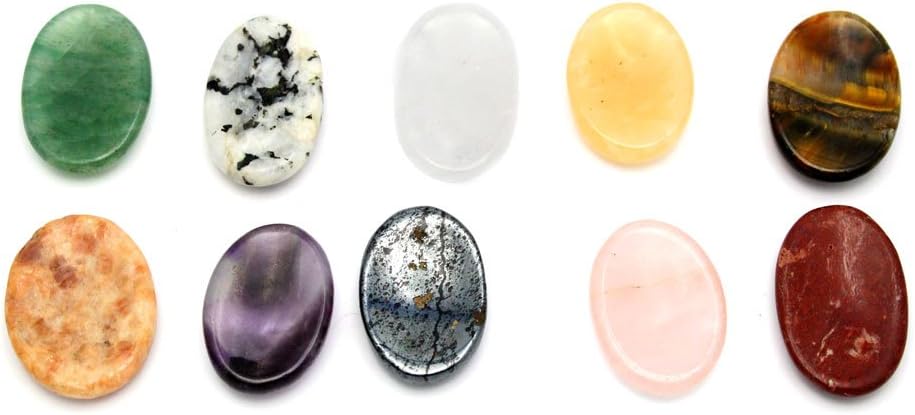 Rock Paradise 10 (Ten) Worry Stone Slab Mixed Stones - Thumb Stone - Palm Stone with RP Exclusive COA