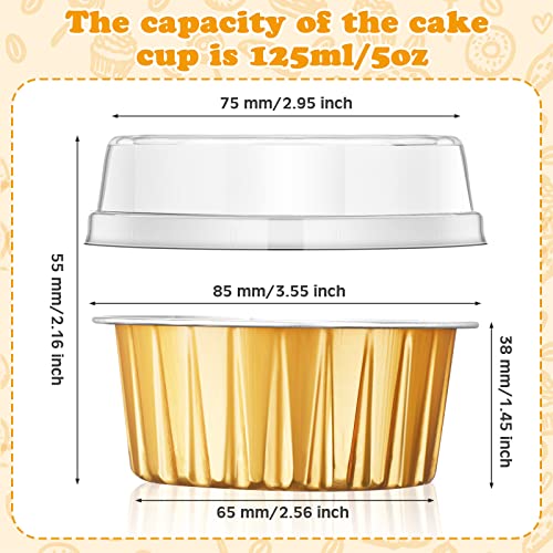 150 Pcs Aluminum Foil Baking Cups With Lids 5 Oz Disposable Ramekins For Baking Aluminum Pans Dessert Baking Cups Holders Muffin Tin For Bakery Birthday Wedding Party, 6 Colors #TOP1