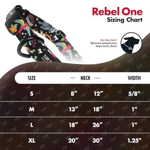 Image of Tuff Pupper Premium Adjustable Dog Collar for Small Boy Dogs, Stylish Pattern Collars Designed in USA, Quick Release Buckle, Rebel One Print for Male Dogs, Small (0.7 Inch Wide x 8-12 Inch Neck)