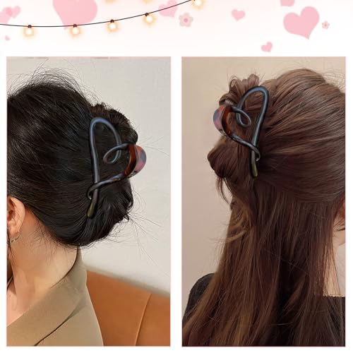 Grampos de cabelo femininos para dia dos namorados, cor âmbar, coração, presilhas de cabelo vintage,