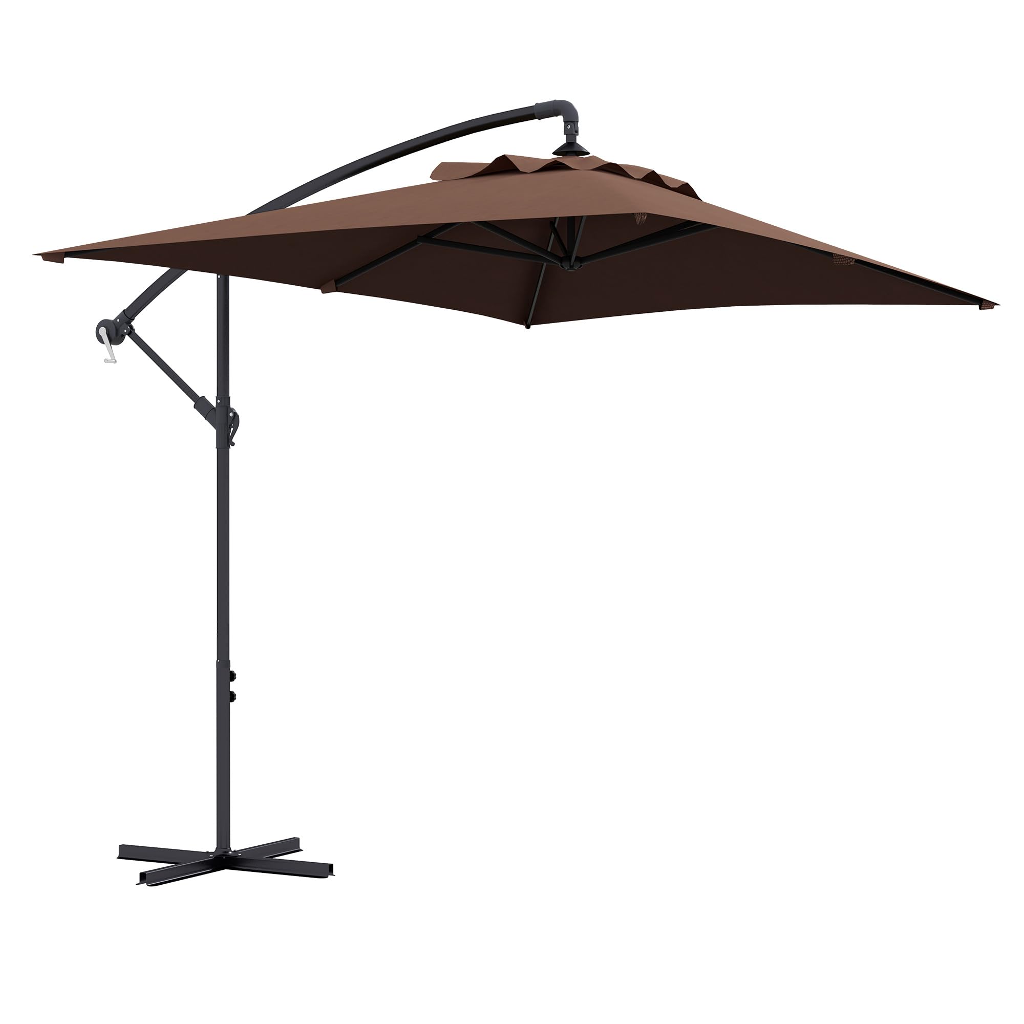 Outsunny Parasol Déporté 3 x 2 m Rectangulaire Extérieur Manivelle Marron