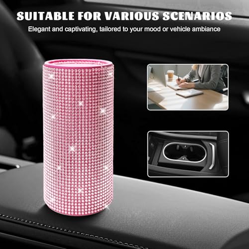 Porta Pañuelos Para Auto Con Brillantes Rosado miniatura 6