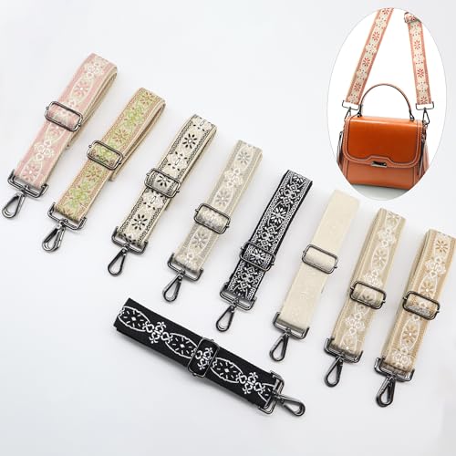 Image of LEMEDE Purse Strap Adjustable Replacement Crossbody Bag Strap Retro Jacquard Embroidery Shoulder Straps for Canvas Bag
