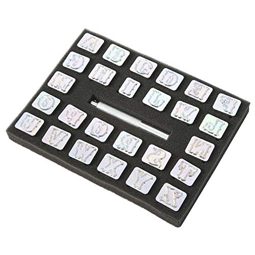 image for YaeKoo Professional 27 Pieces Standard Alphabet Stamp Punch Set for Le