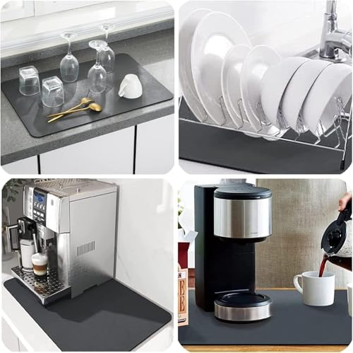 Image of 4 MM Large Dish Drying Mat for Kitchen Counter - 40x60 cm Extra Absorbent Microfiber Mat, Quick-Dry Dish Drainer Pad for Glassware, Utensils & Cookware, Non-Slip Water-Resistant 50x40cm