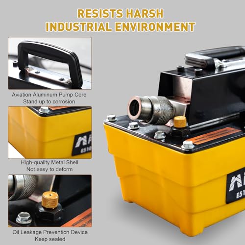 Image of 10,000 PSI Air Hydraulic Pump with 9.8 ft Remote Control, 2.3L Reservoir, NPT 3 /8 inch Oil Outlet, NPT 1 /4 inch Inlet, for Auto Body Frame Machines, Hydraulic Press