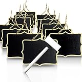 Efoxmoko 12 Mini Hanging Chalkboards Signs with Pen, Bigger Size 6.3 x 4.72 Inch, Small Blackboard Label for Party Wedding, Door Hanger Sign, Mini Chalk Signs, Decorative Chalkboard Tags with String