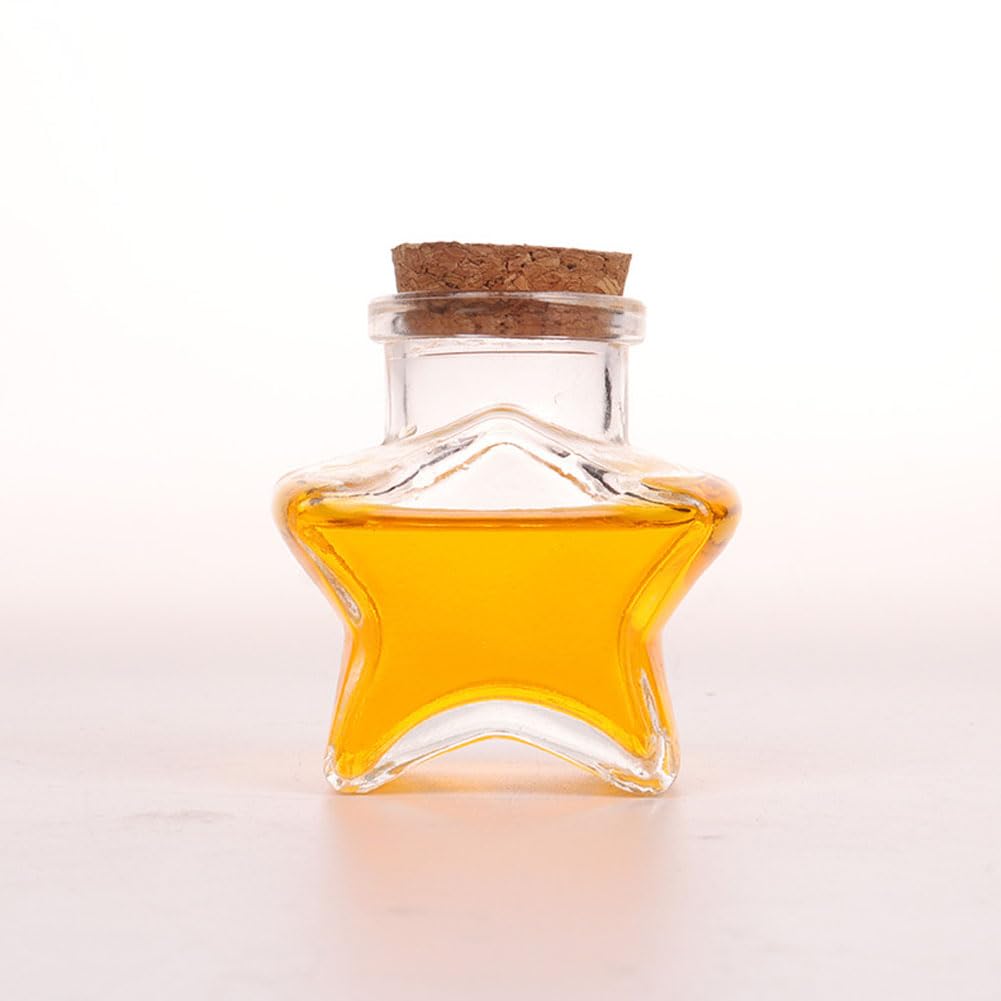 OHEETU 2Pcs 65ML Transparent Glass Star-Shaped Bottles with Cork Stopper Clear Empty Wishing Bottles Star Pattern Storage Container Jars Decorative Bottle for DIY Art Crafts Beads Jewelry Wishes - Image 3