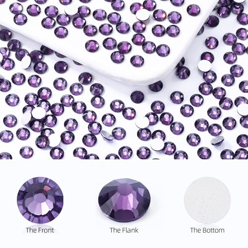 Image of Tanzanite Flatback Rhinestones, Glass Rhinestones for Nail Art and Craft, Glue Fix, Loose Crystal Gemstones(Tanzanite, SS12, 1440pcs, 2.9-3.0mm)