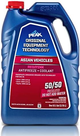 PEAK OET Extended Life Red/Pink 50/50 Prediluted Antifreeze/Coolant for Asian Vehicles, 1 Gal.