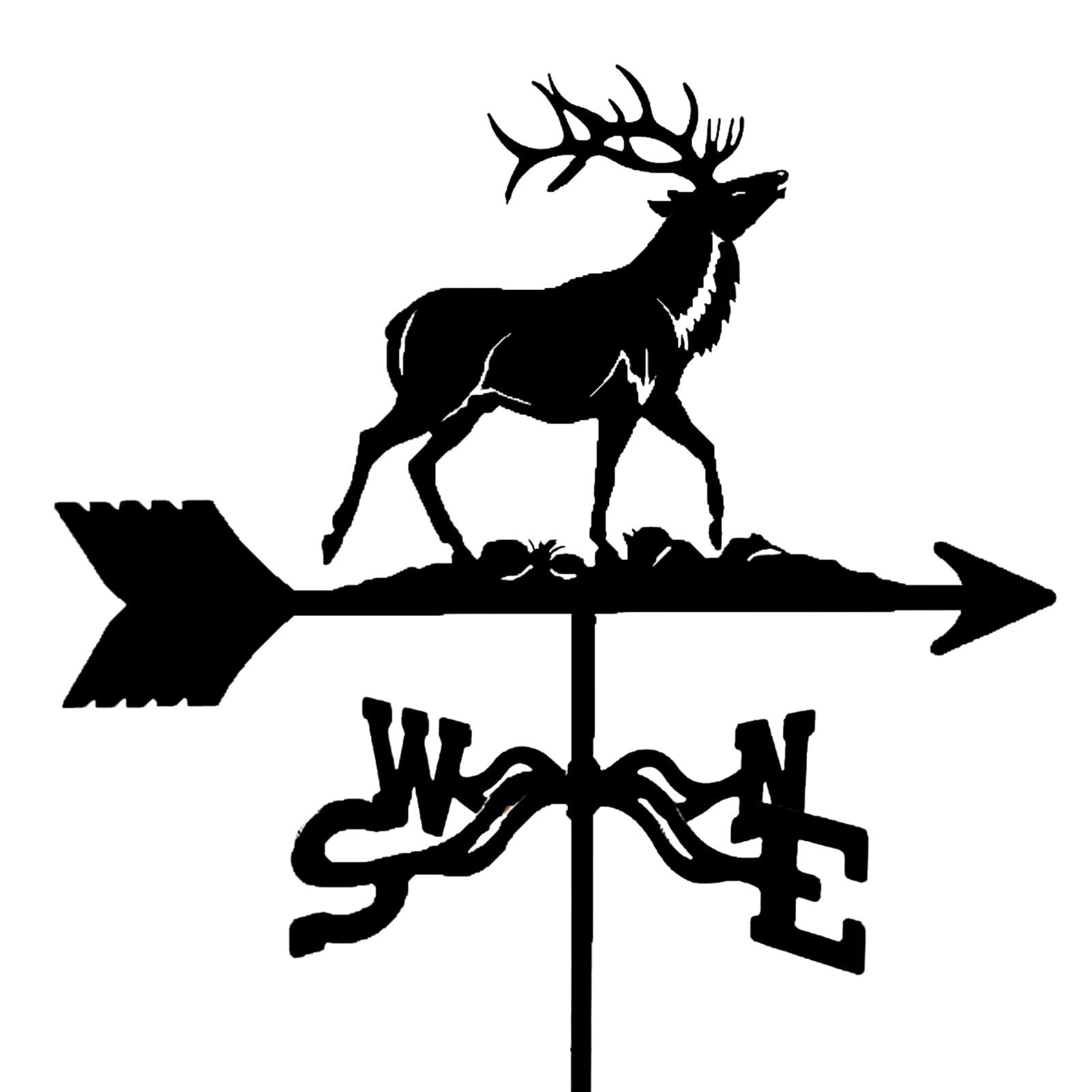 WIQUYBML Deer Metal Weathervane Garden Weather Vane Outdoor Roof Mount Yard Decor Wind Witch Stainless Steel Direction Indicator