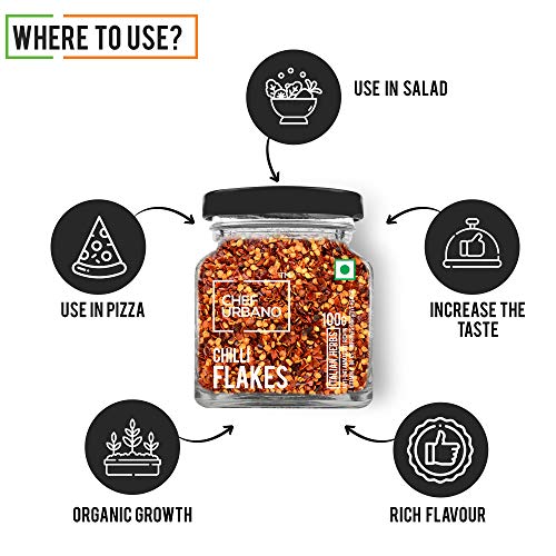 Image of Chef Urbano Combo of Oregano 70g and Chilli Flakes 100g | Combo (Pack of 2) | Italian Herbs | Pizza and Pasta Seasoning | Premium Herbs and Spices | Flakes /Leaves | Glass Bottle