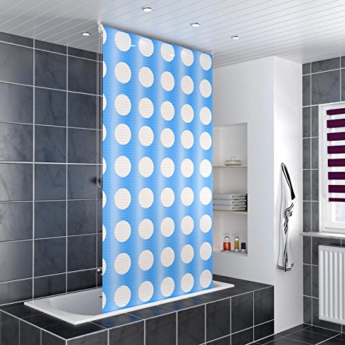 Homelux Duschrollo Badezimmer Vorhang Deckenbefestigung mit Klemmstange Seitenzug Links oder rechts montierbar 140 x 240 cm Moon
