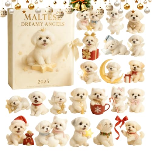Adventskalender für Weihnachten, 2D-Anhänger, 24 Tage | Festliches Ornament für Hundeliebhaber, Countdown – für Wand, Fenster, Baum, Party, Innenbereich, Urlaub