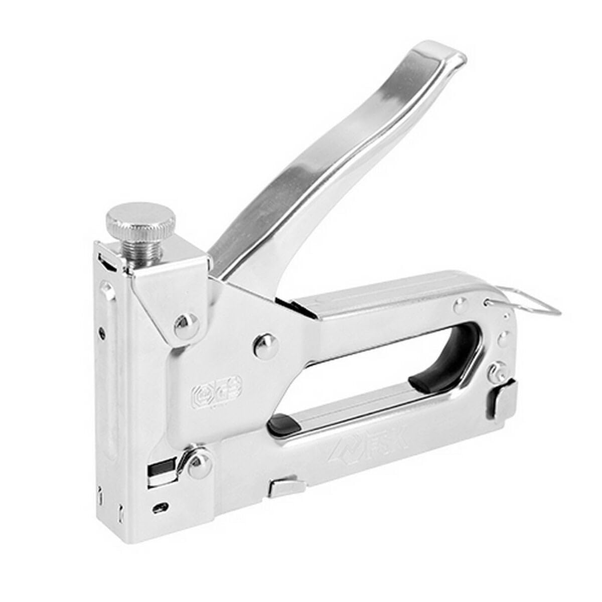 Ferrestock FSKGR500 Grapadora profesional con cuerpo de acero cromado, grapas tipo 530 de 6 a 16mm, tornillo de regulación y sistema de reemplazo rápido