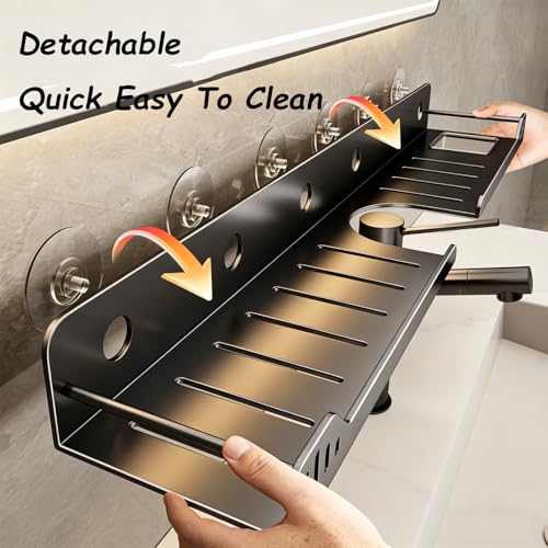 Cesta de ducha con ventosa sobre el lavabo para ordenar baños pequeños 4