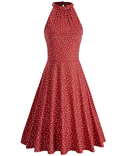 Image of OUGES Women's Halter Neck Floral Summer Casual Sundress 2026