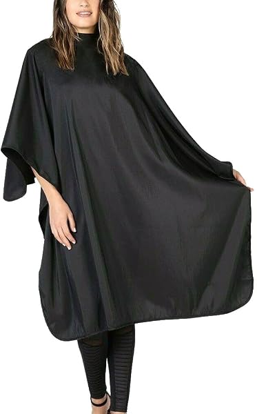 IC-collection Friseurumhang Profi – Extra Groß 126x146 cm – Wasserabweisender Haarschneideumhang aus Polyester – Verstellbarer Hakenverschluss – Für Salon & Zuhause, Schwarz - 1