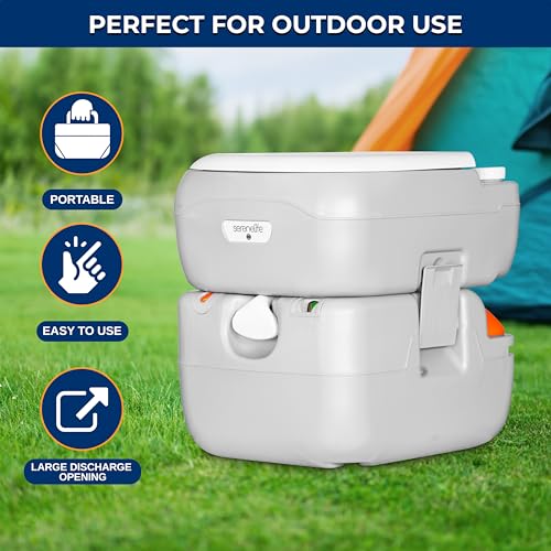 SereneLife 5.8 Gal Portable Toilet for Adults – Leak-Proof Camping Toilet with Detachable Waste Tank, Flush System, Level Indicator, Carry Bag & Hand Sprayer for RV, Tent, Hiking, Travel & Home Use - Image 5