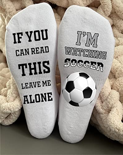 Funky Fun Socks With Sayings: Handcrafted Novelty Delights For All Ages, For Sizes 6-14, Exceptional Comfort & Durability, If You Can Read This Collection- I'M Watching My Team Play Soccer3