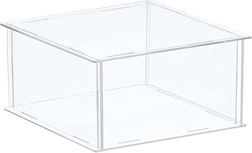 MECCANIXITY Caja plástica de acrílico de la vitrina clara monta el escaparate a prueba de polvo 10.2x10.2x4.1 pulgadas para artículos coleccionables