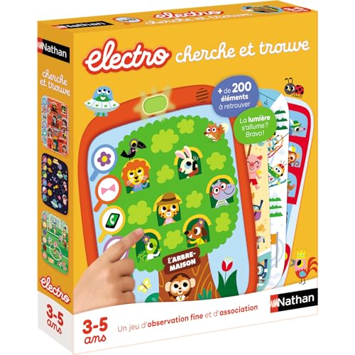 Nathan – Electro Cherche et Trouve – Jeu d'apprentissage – Jeu Electronique – Quiz Educatif –Tactile – Différents thèmes Ecole, Plage, Océans,...
