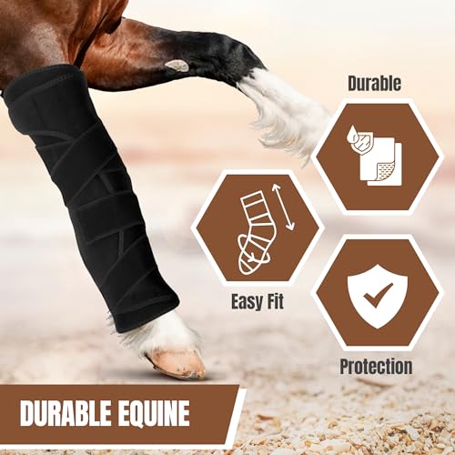 Image of Horse Ice Boots - Cooling Ice Pack for Knee, Hock, Ankle, Hooves Injury - Hot and Cold Therapy Leg Wraps - Full Coverage Cold Packs - Includes 1 Wrap + 2 Gel Packs