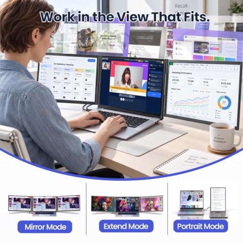 16" Laptop Screen Extender, Dual 1200P IPS Displays, No Clamps, Ultra-Slim - image 5