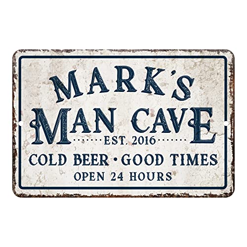 Pattern Pop Personalized Vintage Distressed Look Man Cave Cold Beer Good Times Metal Room Sign (8X12 Inches) #TOP17