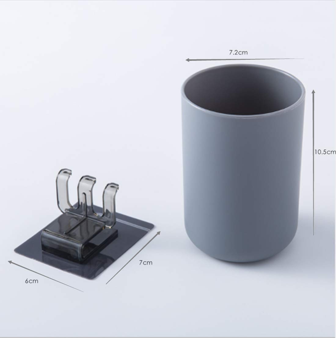 Wall-Mounted Toothbrush Holder and Grey Mug Set, no Need for Drilling and self-Adhesive, Minimalist Design - Space Saving and hygienic Solution, 2 Pieces
