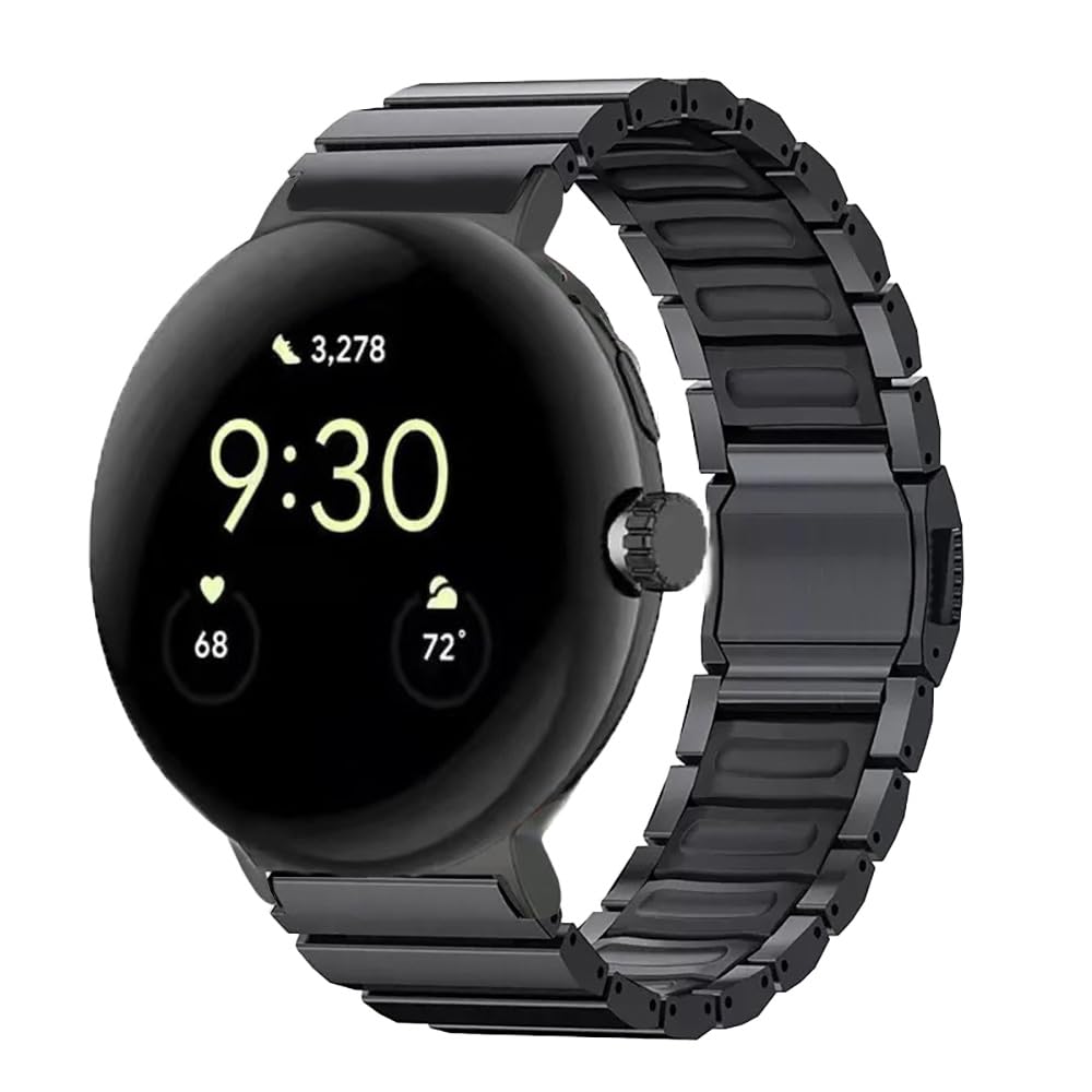 Bracelet magnétique en titane pour Google Pixel Watch 4/3 (45 mm), doublure en silicone hybride et titane, bracelet en métal léger, réglable, pour les occasions sportives et formelles