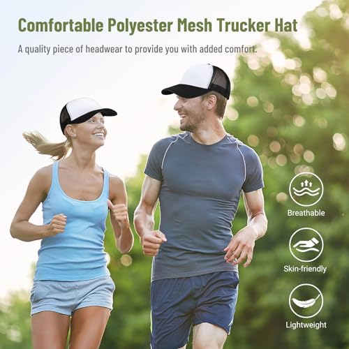 Image of 10 PCS Sublimation Blank Trucker Hats, Plain Baseball Caps with Adjustable Back Strap Unisex Mesh Caps for Men and Women DIY