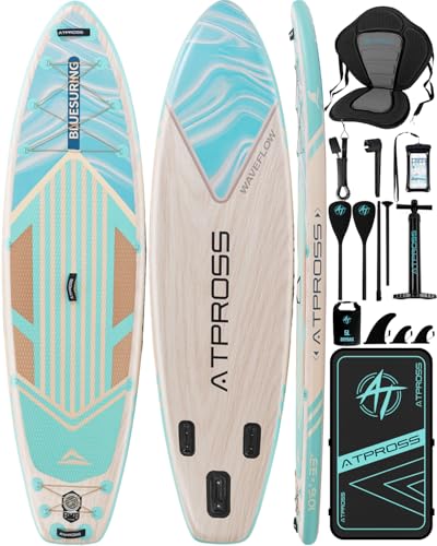 Image of 10'6''x33''Inflatable Stand Up Paddle Board, 400lbs Extra Wide Stand Up Paddleboard with Kayak Seat, Anti-Slip EVA Deck Premium SUP Accessories Kit, Non-Slip Stable Deck Boat