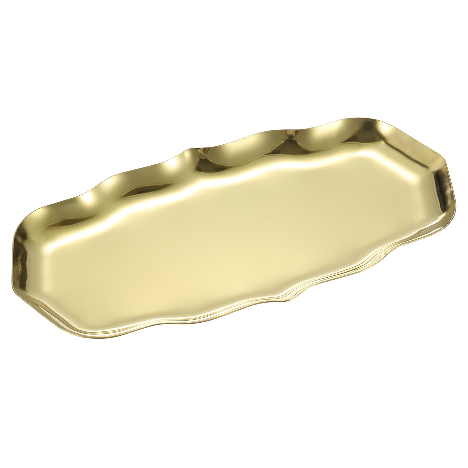 Plateau doré en acier inoxydable 22x11 cm pour rangement bijoux