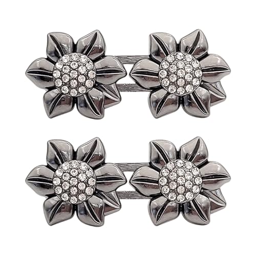 縫わないラインストーンクリスタルフラワー調節可能なウエストニッパーボタンピン閉鎖合金ファッション装飾ドリルなし合金ジーンズボタン花付き