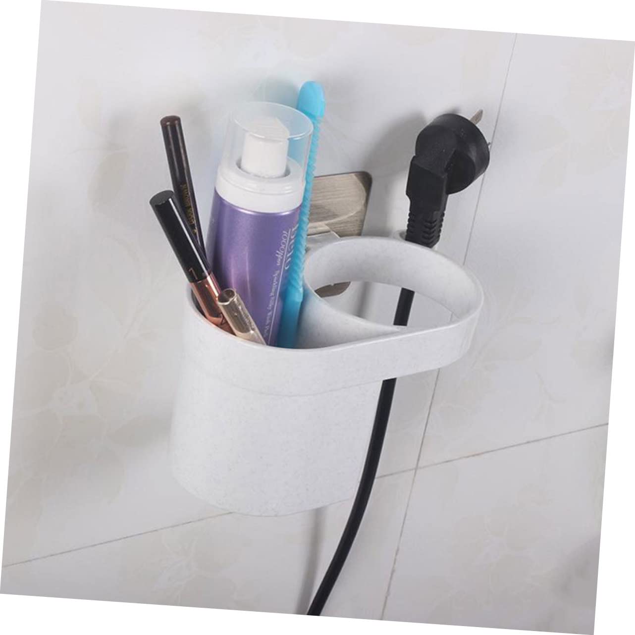 TOPBATHY 3pezzi Porta Asciugacapelli Da Muro Supporto Adesivo Per Asciugacapelli Mensola Organizzatrice Per Bagno e Camera Da Letto Design Elegante e Moderno Ottimo Per Phon e Accessori Per