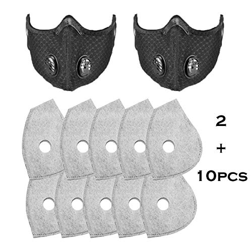 2pcs Bike Face Cover with 10pcs Filter Anti Dust Men Women Pollution Anti-Fog