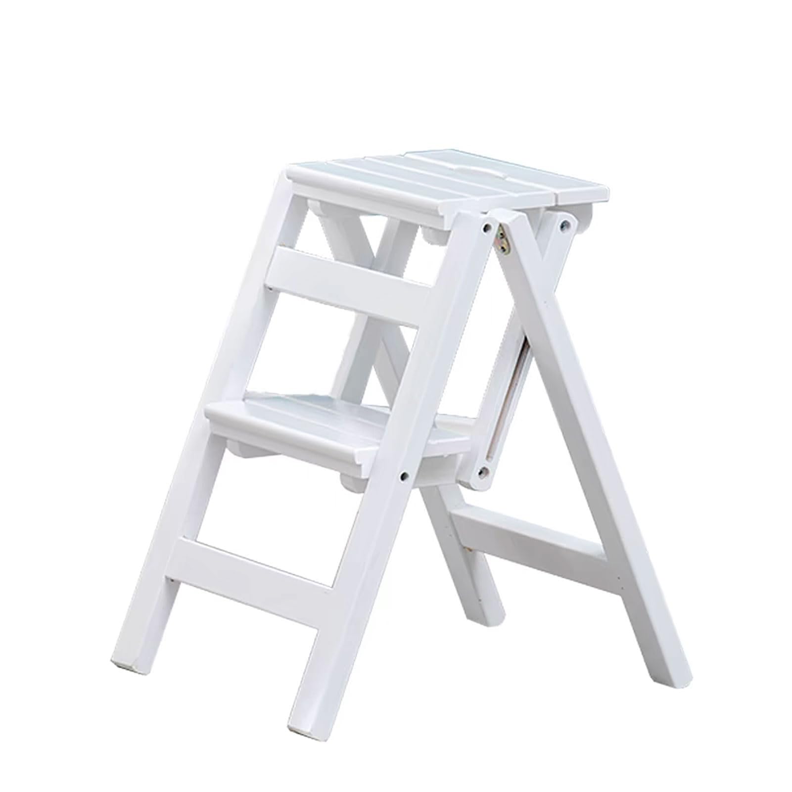 Escabeau en bois blanc de qualité supérieure avec pédales larges pour bibliothèque