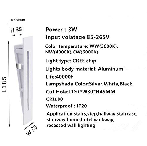 Luz de escalera LED empotrada RAGGZZ de 3W para iluminar pasillos modernos 4