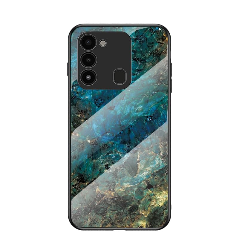 Cover Compatible with Tecno Spark Go 2022 4G / Spark 8C 2022 4G 【PC Panel+Tempering Glass+TPU Silicone】 3 in 1 Shockproof Phone Case Green