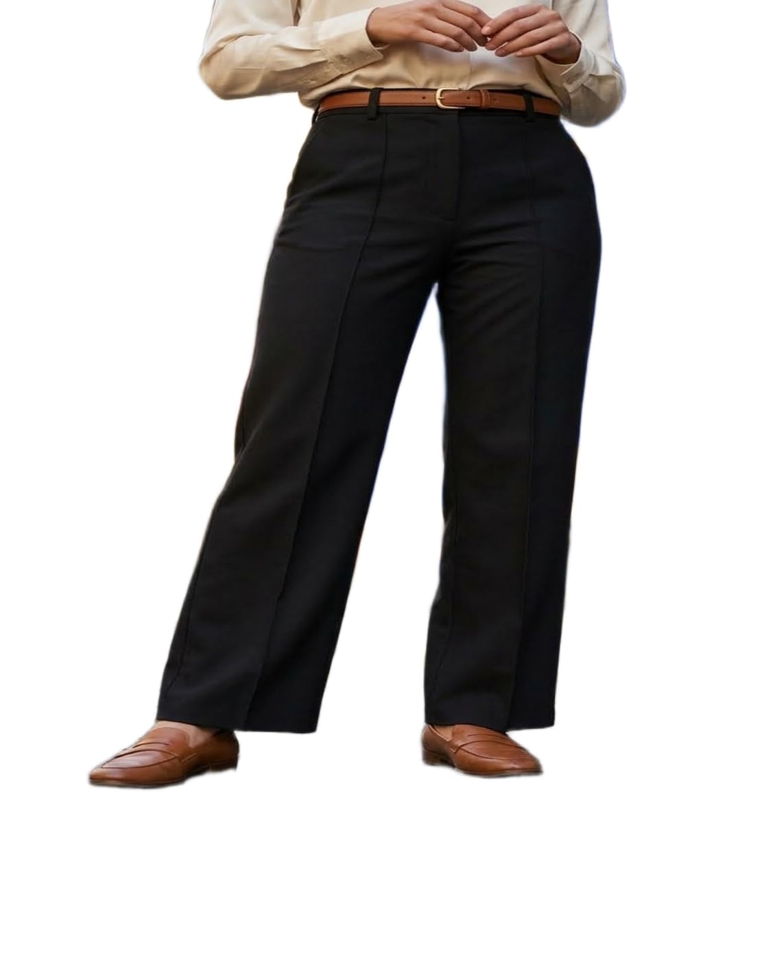 Women High Rise High Waist Trousers Flared Korean Style Formal Pants| Elegant Workwear for Office, College & Events (Available in Plus Size)-picture-19