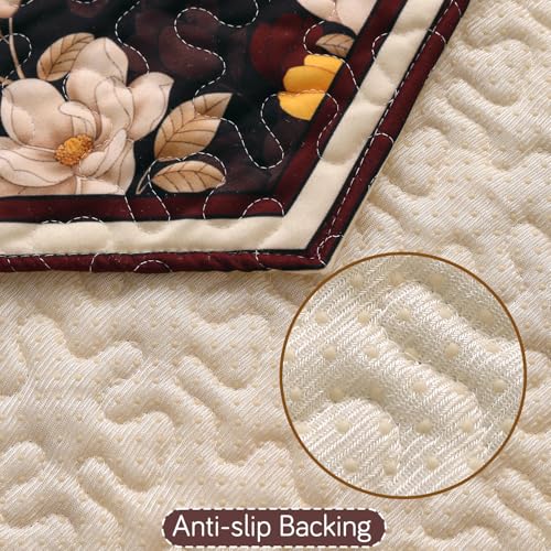 Image of HOKIPO 'Florentina Series' 1 PC Backrest Mat for Sofa Cover | Premium Multi-Needle Quilted Holland Velvet Mat with Anti Slip Backing, Camellia Brown (IN-877-V2*S)