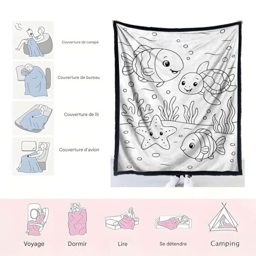 Couverture à colorier lavable et réutilisable pour lit et canapé - 5
