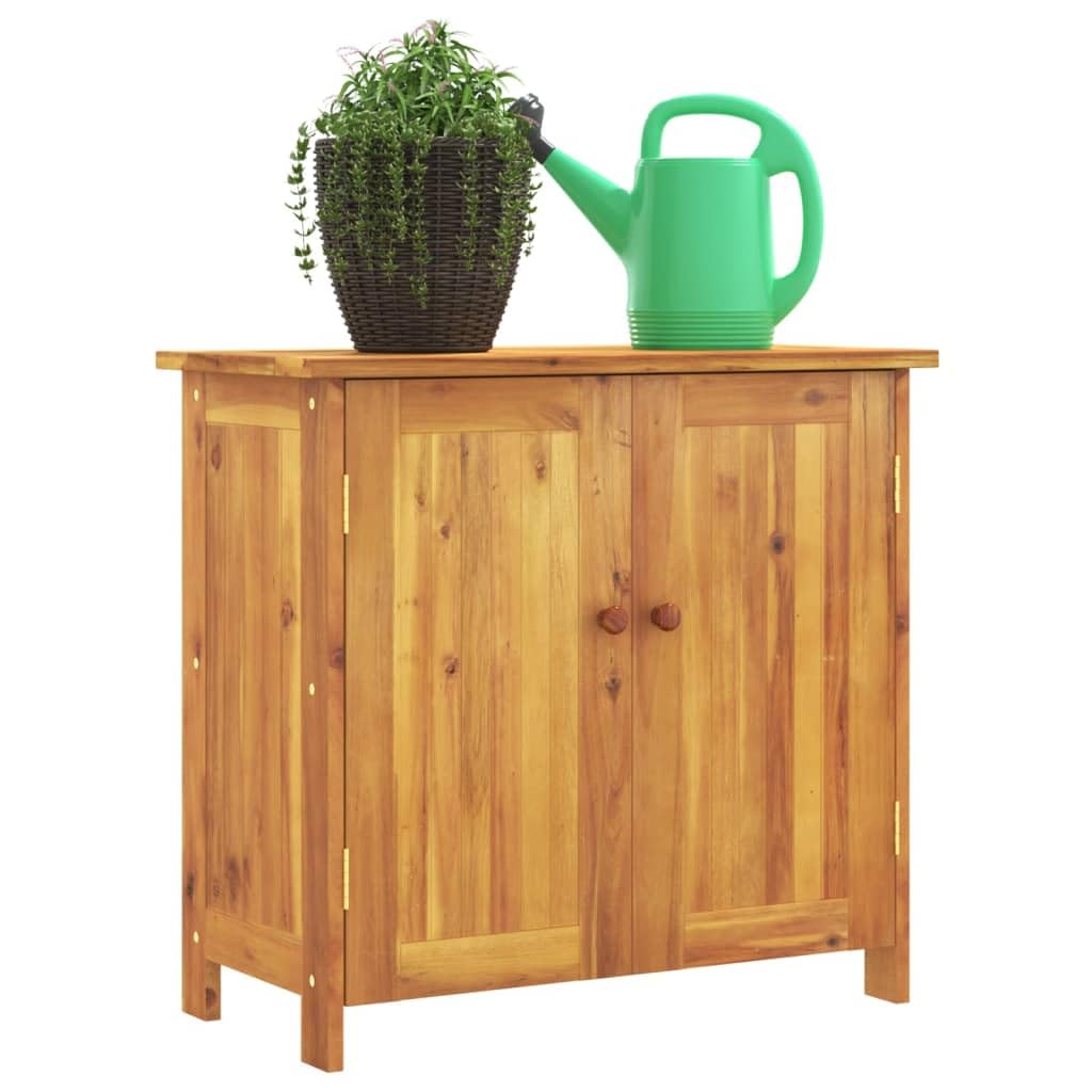 Armadio da giardino, 75 x 35 x 70 cm, in legno massiccio di acacia, robusto armadietto con ripiano e ripiano, versatile armadio in legno per giardino, terrazza, balcone e corridoio