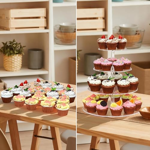 4 Tier Cupcake Stand, Premium Cake Dessert Display Holder, Reusable Acrylic Cupcake Tower Display Candy Bar Wedding Birthday Baby Shower Party Events - Image 2
