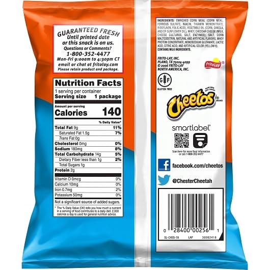 Cheetos Jumbo Puffs Cheese Flavored Snack, 0.875 Ounce, 88 Per Case